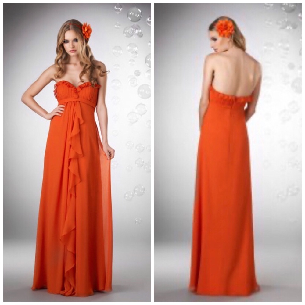 Nwt Bari Jay formal long Bridesmaid dress Pumpkin